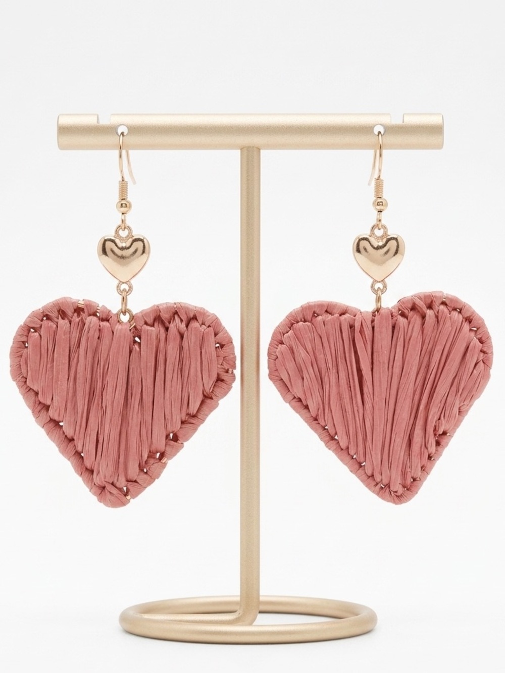 Heart Raffia Drop Earrings